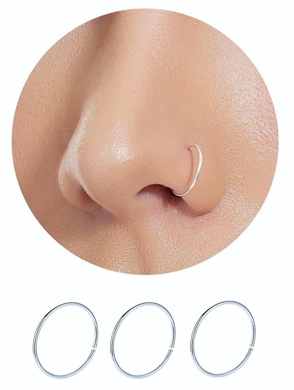 NWOT Sterling Silver 20G Nose Hoop 8MM Twister Nose Ring